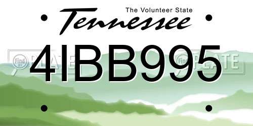 4IBB995 Tennessee License Plate