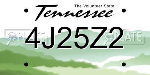 4J25Z2 Tennessee License Plate