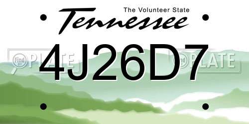 4J26D7 Tennessee License Plate
