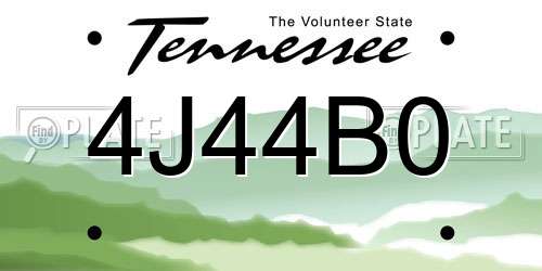 4J44B0 Tennessee License Plate