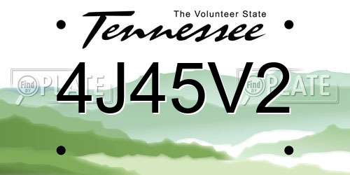 4J45V2 Tennessee License Plate