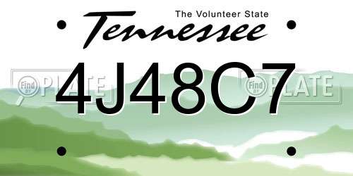 4J48C7 Tennessee License Plate