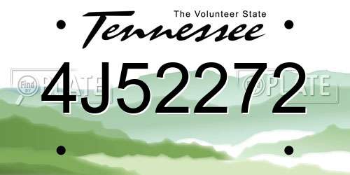 4J52272 Tennessee License Plate