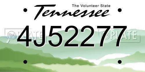 4J52277 Tennessee License Plate
