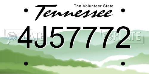 4J57772 Tennessee License Plate