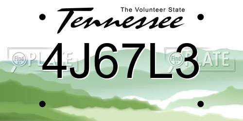 4J67L3 Tennessee License Plate