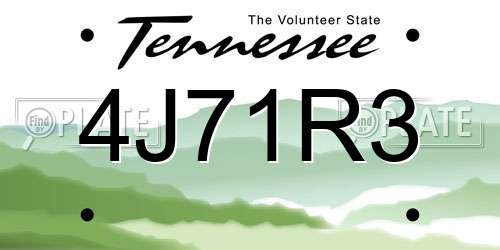4J71R3 Tennessee License Plate