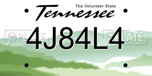 4J84L4 Tennessee License Plate