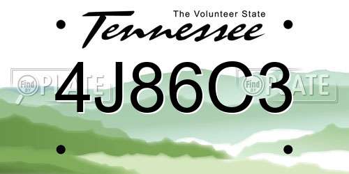 4J86C3 Tennessee License Plate