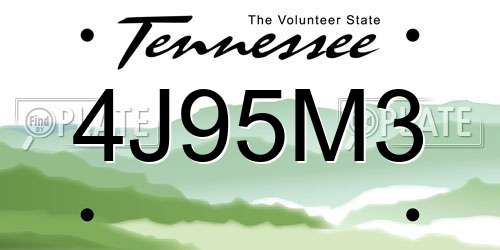 4J95M3 Tennessee License Plate