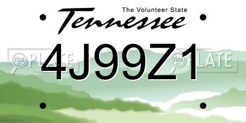 4J99Z1 Tennessee License Plate