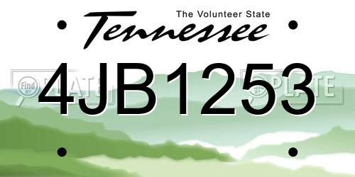 4JB1253 Tennessee License Plate