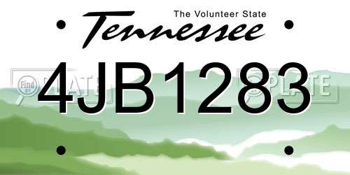 4JB1283 Tennessee License Plate