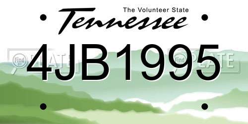 4JB1995 Tennessee License Plate