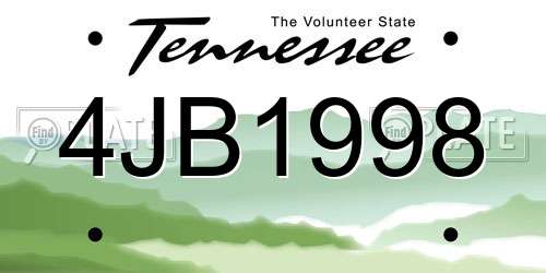 4JB1998 Tennessee License Plate
