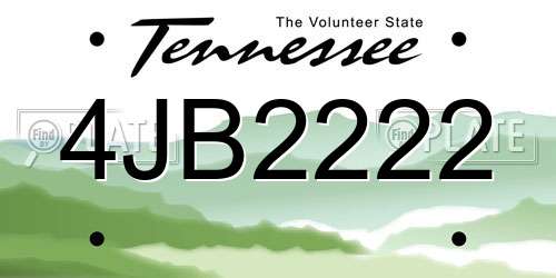 4JB2222 Tennessee License Plate