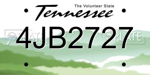 4JB2727 Tennessee License Plate