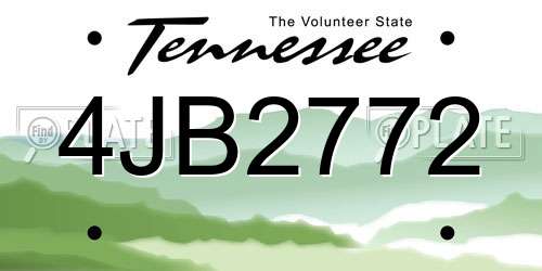 4JB2772 Tennessee License Plate