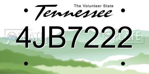 4JB7222 Tennessee License Plate