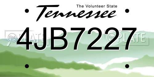 4JB7227 Tennessee License Plate