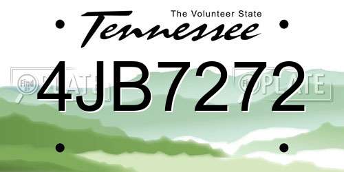 4JB7272 Tennessee License Plate