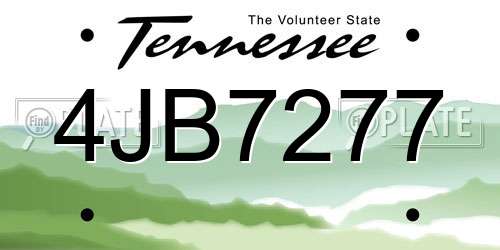 4JB7277 Tennessee License Plate