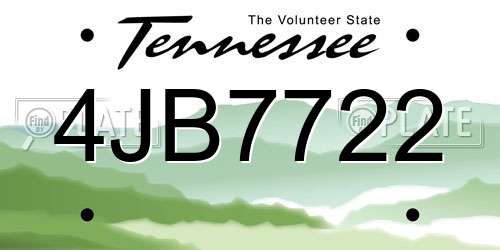 4JB7722 Tennessee License Plate