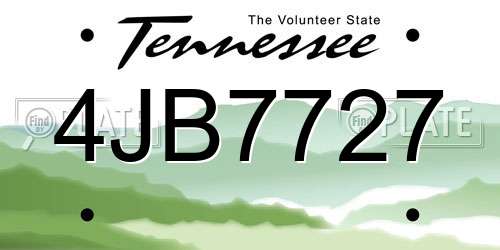 4JB7727 Tennessee License Plate