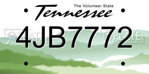 4JB7772 Tennessee License Plate
