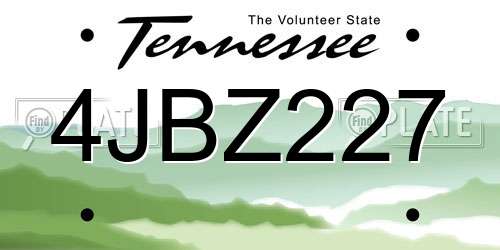 4JBZ227 Tennessee License Plate