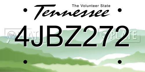 4JBZ272 Tennessee License Plate