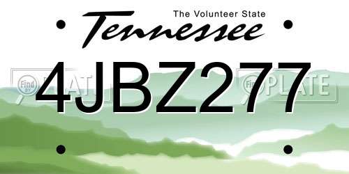 4JBZ277 Tennessee License Plate