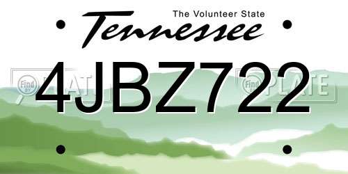 4JBZ722 Tennessee License Plate
