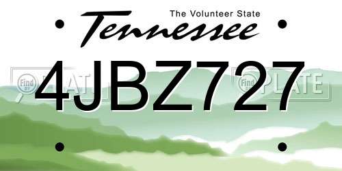 4JBZ727 Tennessee License Plate