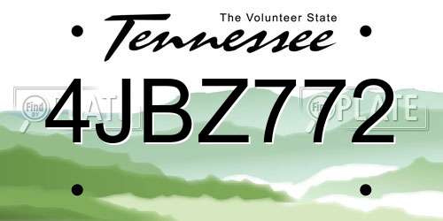 4JBZ772 Tennessee License Plate
