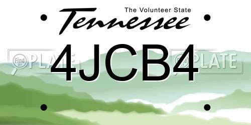 4JCB4 Tennessee License Plate