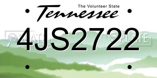 4JS2722 Tennessee License Plate