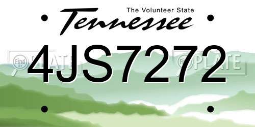 4JS7272 Tennessee License Plate