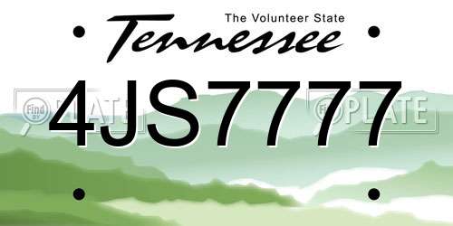 4JS7777 Tennessee License Plate