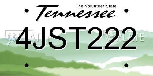 4JST222 Tennessee License Plate