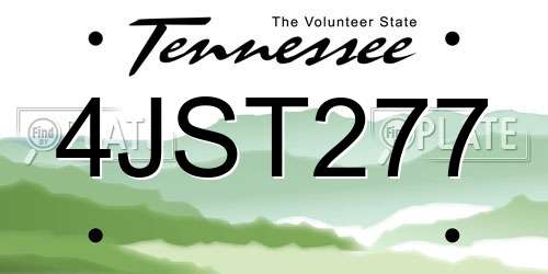 4JST277 Tennessee License Plate