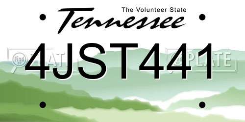 4JST441 Tennessee License Plate