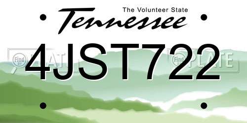 4JST722 Tennessee License Plate