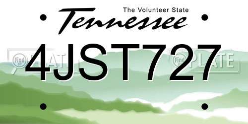 4JST727 Tennessee License Plate