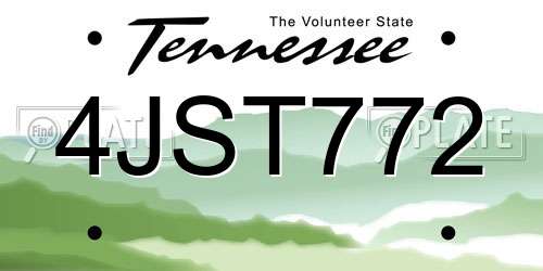 4JST772 Tennessee License Plate