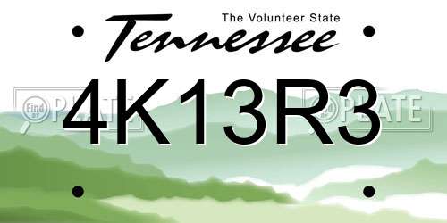4K13R3 Tennessee License Plate