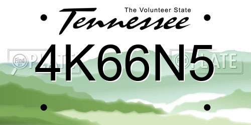 4K66N5 Tennessee License Plate