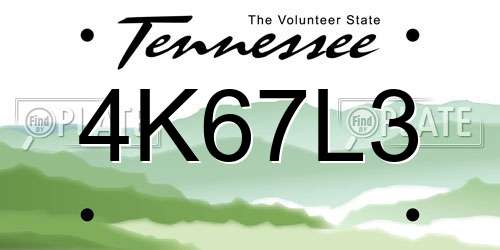 4K67L3 Tennessee License Plate