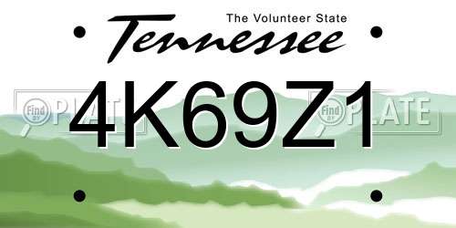 4K69Z1 Tennessee License Plate