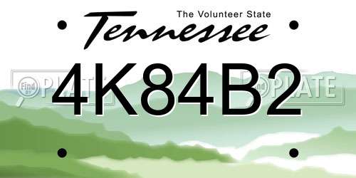 4K84B2 Tennessee License Plate